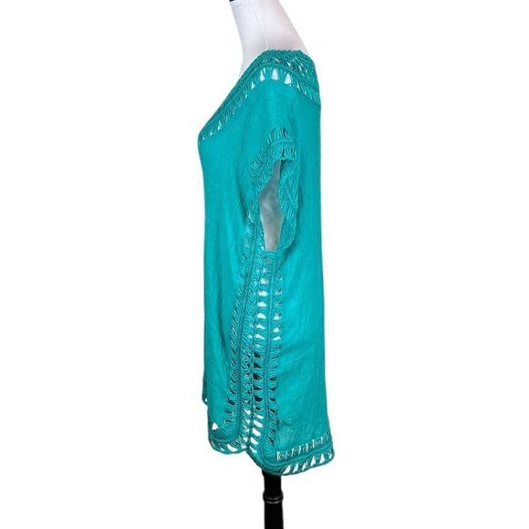 Teal Crochet Swim Cover-Up, OS - Picture 3 of 6
